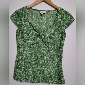 Green Ann Taylor Loft petite blouse with cap sleeves size 4P
